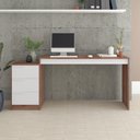 Ver imagem 1 de Mesa de Computador Office 3 Gavetas 176,5cm Castanho E Branca