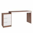Ver imagem 3 de Mesa de Computador Office 3 Gavetas 176,5cm Castanho E Branca
