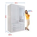 Ver imagem 3 de Guarda-Roupa 2 Portas de Correr com Espelho 6 Gavetas Meridian Gold Branco