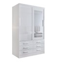 Ver imagem 2 de Guarda-Roupa 2 Portas de Correr com Espelho 6 Gavetas Meridian Gold Branco