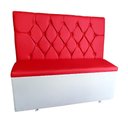Ver imagem 1 de Poltrona Booth 1.10m Assento e Encosto Vermelho Base Branca Capitonê Duplo