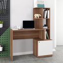 Ver imagem 1 de Escrivaninha com Estante Office 5 Nichos 133cm BRV Móveis Castanho E Branca