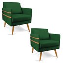 Ver imagem 1 de Kit 02 Poltronas Mari Suede Pés Palito Castanho - D’Rossi Verde
