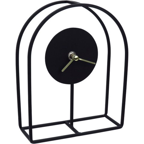 Relógio Decorativo de Metal Preto 20x16x6cm Parede Mesa Decoração Sala Cozinha