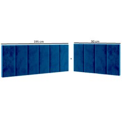 Cabeceira em L para Cama Box Solteiro Proteção Lateral Estofada - Azul Suede - 6