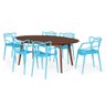 Conjunto Mesa de Jantar Oval Vértice Nozes 190cm com 6 Cadeiras Allegra - Azul - 1