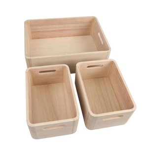 Kit 3 Caixas Organizadoras com Alças de Madeira Clara