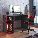 Ver imagem 1 de Mesa Computador Gamer 3875 com Suporte Fone de Ouvido - Qmovi Preto / Vermelho