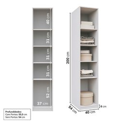 Guarda-roupa Modular 40cm 1 Porta Reflecta com Prateleiras Jade Cabecasa Madeiramadeira - 13