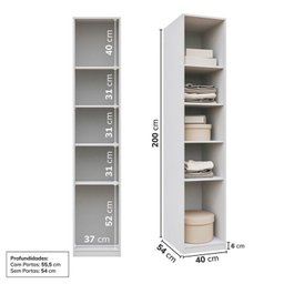 Guarda-roupa Modular 40cm 1 Porta Reflecta com Prateleiras Jade Cabecasa Madeiramadeira - 3