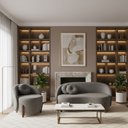 Ver imagem 2 de Conjunto 01 Poltrona + Sofá Curvo Orgânico Amsterdã Bouclê Cinza - Montanari's Decor