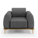 Ver imagem 3 de Poltrona Decorativa Base De Madeira Pés Metalizado D'Ouro Molino D02 Veludo Cinza C-317 - Lyam