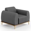 Ver imagem 1 de Poltrona Decorativa Base De Madeira Pés Metalizado D'Ouro Molino D02 Veludo Cinza C-317 - Lyam