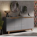 Ver imagem 1 de Aparador Buffet Sala Flow 4 Portas com Pés de Madeira - Rede Móveis