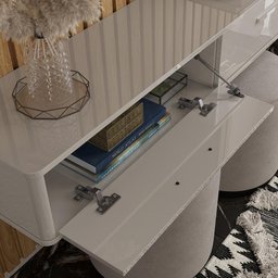 Rack Suspenso Grécia 1.80 Cm Sala de Estar/quarto - Lukaliam Móveis - Off White Perolizado - 2