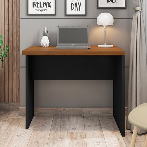 Mesa Home Office Escritório Computador Resistente Mdp:nogueira-preto