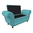Ver imagem 3 de Divã Recamier Com Baú Grécia 1,55 Cm Suede Azul Turqueza