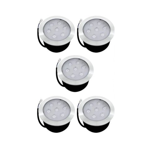 5 Embutido Solo 7w Balizador Led Blindado Ip67 Inox Spot Chão Piso