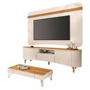 Ver imagem 1 de Rack Bancada Elara e Painel Armony com Mesa de Centro Cadenza Off White Cinamomo - Hb Móveis