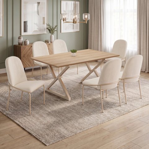 Conjunto para Sala de Jantar Mesa Império 120x90 com 6 Cadeiras Rubi