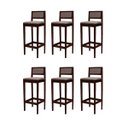 Ver imagem 1 de Kit 6 Banquetas Madeira Imbuia com Linho Marrom Balcão Encosto Estofado
