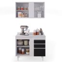 Ver imagem 3 de Armário Aéreo Indiana e Balcão Gabinete 100cm Luziania Branco/Preto - Lumil Lumil Móveis