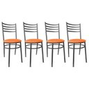 Ver imagem 1 de Kit Conjunto 4 Cadeiras para Cozinha Mesa Jantar Bar Lanchonete Restaurante Preta Estofado Laranja