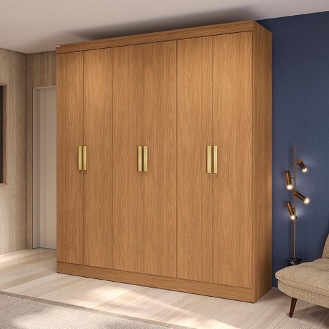 Guarda-roupa 6 Portas de Bater Kappesberg Canela 180cm