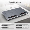 Ver mais imagens de Vbgk Cooktop de Indução Duplo 24" 4000w com Timer e Bloqueio Infantil