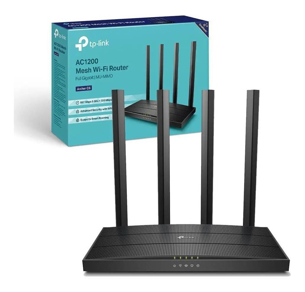 Roteador TP-Link Archer C6 AC 1200 Wireless Gigabit Dual Band 2,4/5Ghz ...
