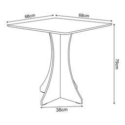 Mesa de Jantar Quadrada Lara 4 Lugares 70x70 Base em X em Mdf - Off White - 4