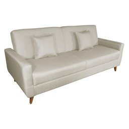 Sofá Cama 3 Lugares Agata Linho Bege Reclinável - Larbelle - 5