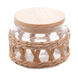 Pote de Vidro Decorado C/sisal e Tampa de Madeira 350ml Wolff - 1
