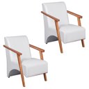 Ver imagem 1 de Kit 2 Poltronas Venus 1 Lugar Braço Madeira Maciça Courino Unidecor Branco