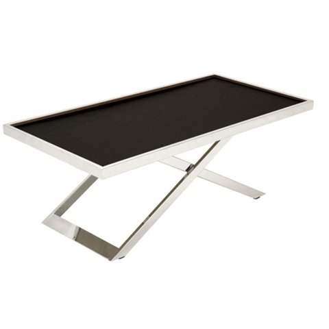 Mesa Centro Oliver Cromada Tampo Couro Prensado - 17450