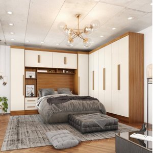 Guarda-roupa Modulado Casal Completo 4 Peças 8 Portas 5 Gavetas com Maleiro Smart Plus