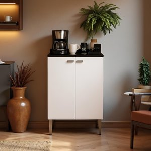 Gabinete Cozinha Organizador Despensa 2 Portas Nicho Interno com Puxador Carol - Branco