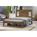 Ver imagem 1 de Cama Rai Casal com Cabeceira com Detalhes Cromados 100% Mdf e Estrado em Madeira Cor Jequitiba Ja
