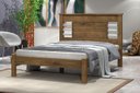 Ver imagem 1 de Cama Rai Casal com Cabeceira com Detalhes Cromados 100% Mdf e Estrado em Madeira Cor Jequitiba Ja