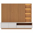 Ver imagem 6 de Estante Painel Ripado para Tv 82 Pol Led 240cm Jolie C04 Freijó Off White Matte - Lyam Decor