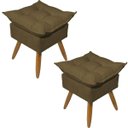 Ver imagem 1 de Kit 2 Puff Decorativo Quadrado para Sala Quarto Penteadeira Recepção Alice Pé Palito Castanho Suede