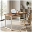 Ver imagem 5 de Mesa Escritório Pé Quadro 1,50x0,60m sem Gavetas Nogal Sevilha Champanhe