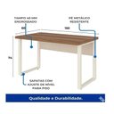 Ver imagem 4 de Mesa Escritório Pé Quadro 1,50x0,60m sem Gavetas Nogal Sevilha Champanhe