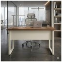 Ver imagem 1 de Mesa Escritório Pé Quadro 1,50x0,60m sem Gavetas Nogal Sevilha Champanhe