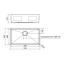 Ver imagem 4 de Cuba Docol Bistrô 70x40 90021166016 Inox Escovado com Acessórios e Lixeira