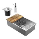 Ver imagem 1 de Cuba Docol Bistrô 70x40 90021166016 Inox Escovado com Acessórios e Lixeira