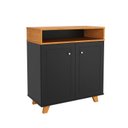 Ver imagem 7 de Aparador Balcão Buffet Star 2 Portas Yescasa Preto/Marrom