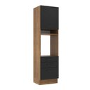 Ver imagem 1 de Torre Quente Armário de Cozinha 60 cm 1 Porta 3 Gavetas Rustic/Preto Agata Madesa