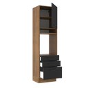 Ver imagem 5 de Torre Quente Armário de Cozinha 60 cm 1 Porta 3 Gavetas Rustic/Preto Agata Madesa