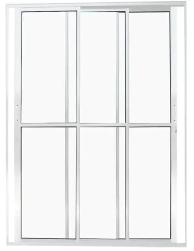 Porta de Correr 3 Folhas de Vidro Móveis com Trinco 2,10 X 1,80 Cor Branco Linha Econ - 1